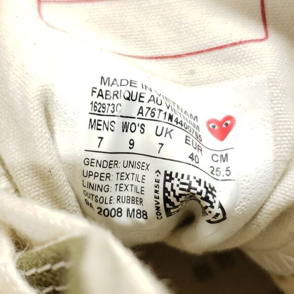 Comme Des Garçons Play X Converse Chuck Taylor All Star High Top Sneakers Olive/ - Picture 8 of 10